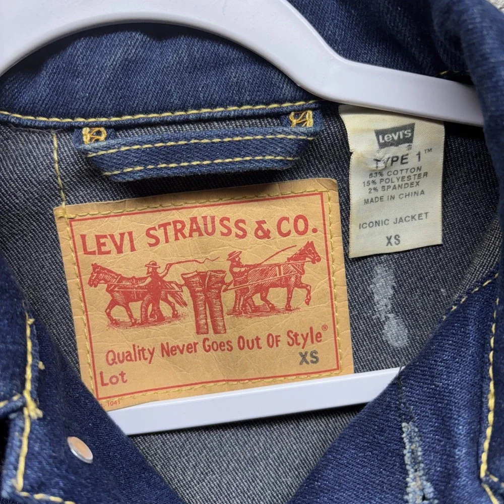 Levi's Denim Vintage‎ Jacket Womens XS Dark Blue Type 1 Iconic Trucker Jacket